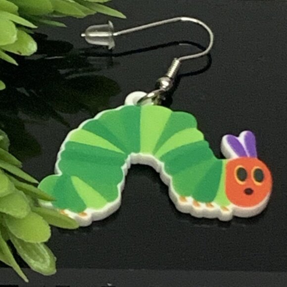 Caterpillar Earring, Teacher Earring, Educator Earring, Insect Earring, Gift - Picture 1 of 4